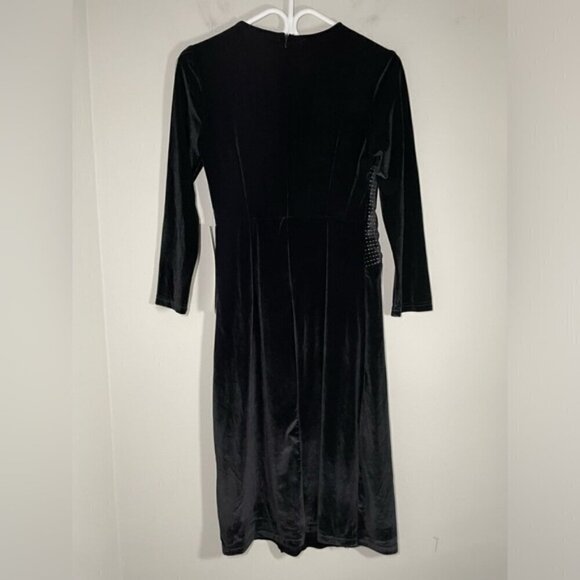 NWT Dalia Macphee Black Verlour Wrap Mini Dress size S - Picture 5 of 6